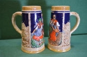 Кружка, кружки пивные сюжетные. 2 штуки одним лотом. Керамика, Германия. С дефектами. Кружка, кружки пивные сюжетные. 2 штуки одним лотом. Керамика, Германия. С дефектами.