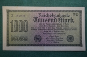 Бона, банкнота 1000 марок 1922 год. Одна тысяча. Рейхсбанкнота. Веймар, Германия. Бона, банкнота 1000 марок 1922 год. Одна тысяча. Рейхсбанкнота. Веймар, Германия.