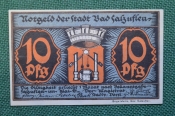 Нотгельд, бона 10 пфеннигов 1921 год. Город Bad Salzuflen, Бад-Зальцуфлен. Веймар, Германия. Нотгельд, бона 10 пфеннигов 1921 год. Город Bad Salzuflen, Бад-Зальцуфлен. Веймар, Германия.