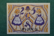 Нотгельд, бона 25 пфеннигов 1921 год. Город Sonneberg, Зоннеберг. Арлекин с девочками. Германия. Нотгельд, бона 25 пфеннигов 1921 год. Город Sonneberg, Зоннеберг. Арлекин с девочками. Германия.