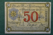Нотгельд, бона 50 пфеннигов 1921 год. Город Bad Wildungen, Бал-Вильдунген, Германия. Нотгельд, бона 50 пфеннигов 1921 год. Город Bad Wildungen, Бал-Вильдунген, Германия.
