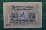 Нотгельд, бона 50 пфеннигов 1918 год. Город Weimar, Веймар, Германия. Нотгельд, бона 50 пфеннигов 1918 год. Город Weimar, Веймар, Германия.