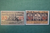 Нотгельд, бона 25, 50 пфеннигов 1918 год (2 штуки). Город Hameln, Хамельн. Дети, мыши. Германия. Нотгельд, бона 25, 50 пфеннигов 1918 год (2 штуки). Город Hameln, Хамельн. Дети, мыши. Германия.