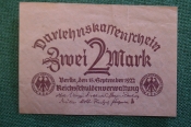 Бона, банкнота 2 марки 1922 год. Веймар, Веймарская Республика. Германия. Бона, банкнота 2 марки 1922 год. Веймар, Веймарская Республика. Германия.