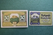 Нотгельд, бона 25, 50 пфеннигов 1921 год (2 штуки). Город Leutenberg, Лойтенберг, Германия. Нотгельд, бона 25, 50 пфеннигов 1921 год (2 штуки). Город Leutenberg, Лойтенберг, Германия.