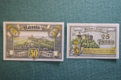 Нотгельд, бона 25, 50 пфеннигов 1921 год (2 штуки). Город Ranis in Thuringen, Ранис. Германия. Нотгельд, бона 25, 50 пфеннигов 1921 год (2 штуки). Город Ranis in Thuringen, Ранис. Германия.