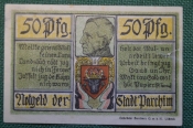 Нотгельд, бона 10 пфеннигов 1920 -е годы, город Parchim, Пархим. Германия. Нотгельд, бона 10 пфеннигов 1920 -е годы, город Parchim, Пархим. Германия.
