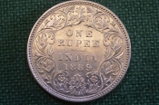 Монета 1 рупия, One rupee 1889 года. Серебро. Индия, India. Виктория. Монета 1 рупия, One rupee 1889 года. Серебро. Индия, India. Виктория.