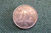 Монета 5 пенсов, pence 2006 года. Парусник. Гернси, Guernsey Монета 5 пенсов, pence 2006 года. Парусник. Гернси, Guernsey