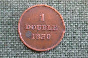 Монета 1 дубль, double 1830 года. Герб. Гернси, Guernsey Монета 1 дубль, double 1830 года. Герб. Гернси, Guernsey