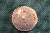 Монета 20 пенсов 2006 года. Карта. Цветок. Гернси, Guernsey. Елизавета II. Монета 20 пенсов 2006 года. Карта. Цветок. Гернси, Guernsey. Елизавета II.