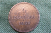 Монета 4 дубля 1830 года. Four doubles. Герб. Гернси, Guernsey. Монета 4 дубля 1830 года. Four doubles. Герб. Гернси, Guernsey.