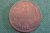 Монета 8 дублей 1893 года. Eight doubles. Герб. Гернси, Guernsey. Монета 8 дублей 1893 года. Eight doubles. Герб. Гернси, Guernsey.