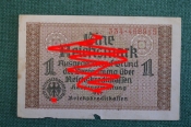 Бона, банкнота 1 марка, рейхсмарка 1939 года. Для оккупированных территорий. Германия. Бона, банкнота 1 марка, рейхсмарка 1939 года. Для оккупированных территорий. Германия.