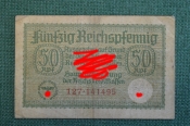 Бона, банкнота 50 пфеннигов, рейхспфеннигов 1940 года. Для оккупированных территорий. Германия. Бона, банкнота 50 пфеннигов, рейхспфеннигов 1940 года. Для оккупированных территорий. Германия.