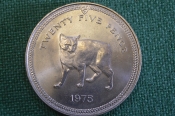Монета 25 пенсов 1975 года. Twenty Five Pence. Кошка. Елизавета II. Isle of Man. Остров Мэн. Монета 25 пенсов 1975 года. Twenty Five Pence. Кошка. Елизавета II. Isle of Man. Остров Мэн.