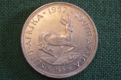 Монета 5 шиллингов 1957 год. South Africa. Suid-Afrika. Five shillings. Серебро. Елизавета II. ЮАР. Монета 5 шиллингов 1957 год. South Africa. Suid-Afrika. Five shillings. Серебро. Елизавета II. ЮАР.
