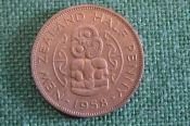 Монета 1/2 пенни Half Penny 1958 год. Елизавета II. New Zealand. Новая Зеландия. Монета 1/2 пенни Half Penny 1958 год. Елизавета II. New Zealand. Новая Зеландия.